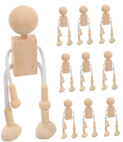 DRESSOOS 10stücke Teiliges Holzfiguren Basteln Unvollendete Holzpuppen Für Kreative -projekte Und Spielzeuge Für Fördert Fantasie Und Geschicklichkeit