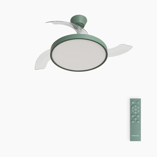 CREATE / WIND CLEAR STUDIO S/Ventilador de techo con luz verde sage con mando / 40W, Temporizador, Ø 91 cm, 6 velocidades, aspas retráctiles, 3 temperaturas de luz, función verano-invierno