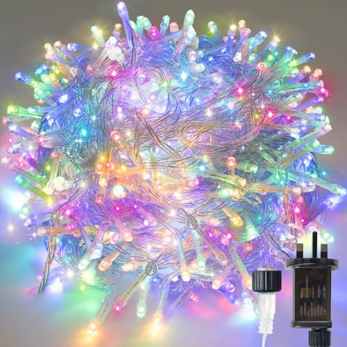 LED Lichterkette für Innen und Außen, Weihnachtsbeleuchtung, Strombetrieben mit Stecker, Ideal für Weihnachten, Party, Hochzeit (Farbenfroh, 10M/100LED)
