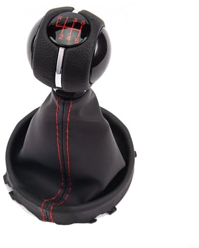 Fauhapyway Pomo de palanca de cambios de cuero rojo y negro, funda de palanca de cambios de 6 velocidades para MINI Cooper S F54 F60