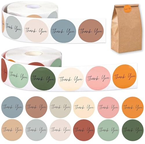 1000 Stück Runde Danke Aufkleber 25mm Selbstklebende Etiketten mit „Danke“-Aufdruck Sticker für Geschenkverpackung, Hochzeit, Handgemachte Produkte, Geschenktüten, Backen & Karten
