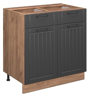 Vicco Küchenunterschrank Fame-Line, Dunkelgrau, 80 cm, AP Anthrazit