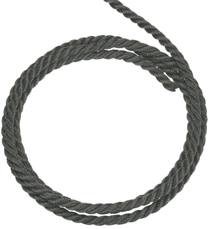 QUARKZMAN Corda Intrecciata in Poliestere 5m, 3.5mm 3 Strati Cordino Decorativo Ritorto Flessibile Brillante per Tenda Artigianato Regalo Borsa Decorazioni Natalizie, Grigio Scuro - 5ft