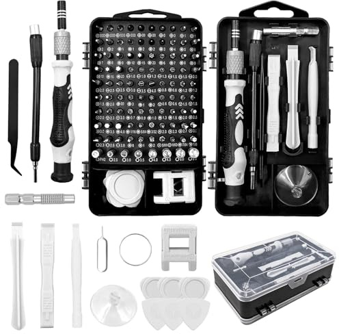 Precision Screwdriver Set Mini Kit, 115 in 1 Carbon Steel Magnetic Tips for Laptop Desktop Phone Watch Camera, Adjustable Extension Rod and Flexible Hose, 6.3×3.9×2 Inches