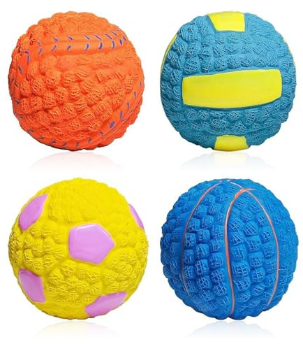 DYHNQE 4 Stück Hundeball, Hundespielzeug Ball Quietschspielzeug Hund Ball Hund Latex HundebäLle mit Quietschend für GroßE MittelgroßE Kleine Welpen