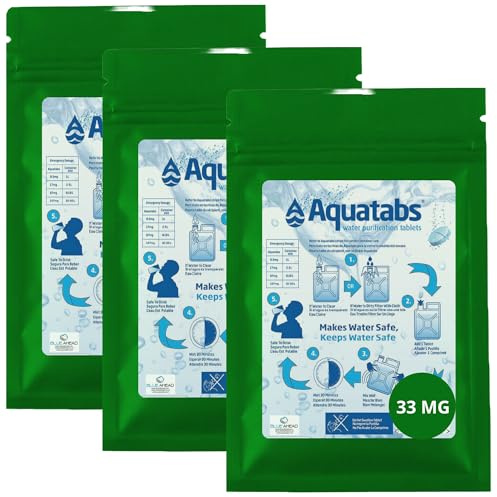 Aquatabs NaDCC 33 MG x 80 water purification tablets for drinking, sterilising purifying neutralising cleaning suspect and contaminated water 1 purifier tablet = 5 litres (3 Pack)