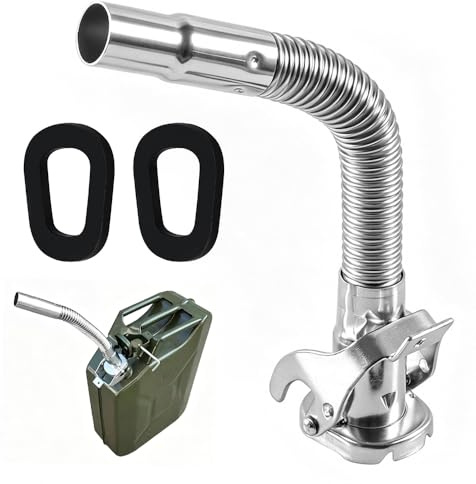 KBIBCK Bec Verseur Jerrican, Entonnoir Carburant, Bec Verseur Jerrican en Acier Inoxydable 30 cm, Convient Pour le Réservoir en Métal Diesel Essence 5L 10L 20L