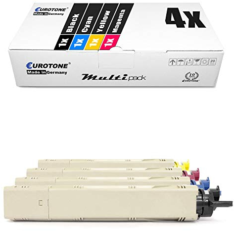 Eurotone Toner mit 50% mehr Leistung kompatibel für Oki C3300 C3400 C3450 C3600 N Netzwerk kompatibel für Oki 43459433-4-5-6 Black Cyan Mangenta Yellow im Bundle