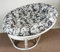 Rattan Papasansessel 110 cm cm Fb. weiß lackiert Polster Stoff California Dream IGGY Black
