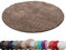 HomebyHome Teppich Rund Hochflor 160 cm Rund - Shaggy Runder Teppich Wohnzimmer Mokka Extra Weich und Flauschig - Waschbarer Langflor Teppiche für Schlafzimmer, Küche, Flur - Carpet, Halı, Kilim