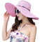 Adrinfly Chapeau de paille pliable à large bord pour femme - Accessoire de plage - Protection UV UPF 50+, rose, Taille unique