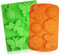 SENHA 2 bandejas de silicona con formas de insectos, 6 cavidades 3D Forma de libélulas y mariposas, Molde para fabricar jabón hecho a mano, hornear pasteles, magdalenas, galletas, etc-naranja,verde