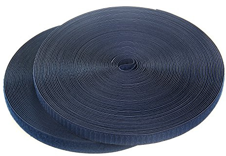 TUKA 25m x 20mm Klettband zum aufnähen, Rückseite Nicht selbstklebend, 25 meter Flausch & 25m Hakenband, 20mm breit Klettverschluss, Extra Stark Haftkraft Flausch & Haken, Marine Blau TKB5004 navy