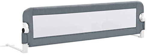 vidaXL Bettschutzgitter Bettgitter Kinderbettgitter Babybettgitter Rausfallschutz Kinder Baby Kleinkind Gitter Kinderbett Grau 120x42cm Polyester