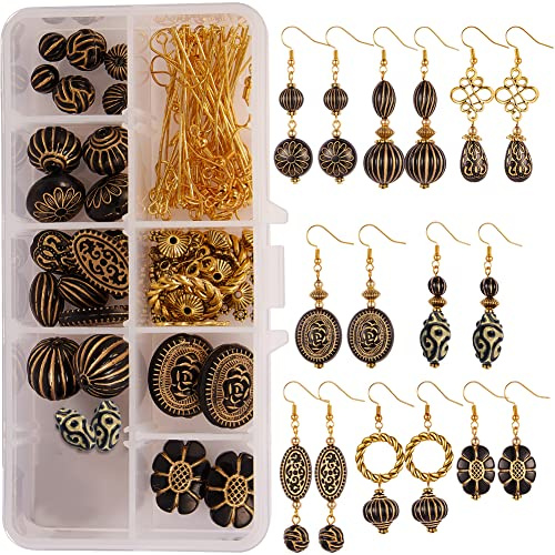 SUNNYCLUE 1 Box DIY 8 Pairs Acryl Ohrringe Making Starter Kit für Frauen Golden Metal Enlaced Beads Celluloseacetat baumeln Drop Hook Ohrringe Supplies Anfänger