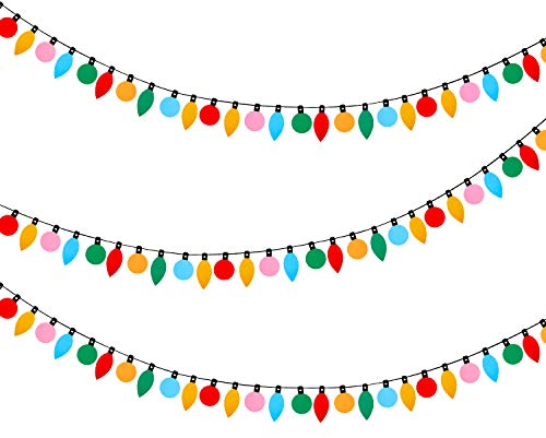 3 Stück Weihnachten Filz Banner Filz Licht Girlanden Bunte Glühbirne Geformte Banner für Zuhause Patio Tür Zimmer Weihnachten Geburtstag Party Dekorationen