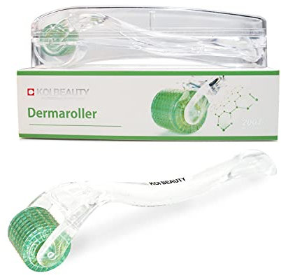 KOI BEAUTY profesional Derma Roller 0,5 mm, Microneedle Roller individual de titanio real 200, Microneedling Roller para cara, cuero cabelludo y cuerpo, Micro Needle Roller masculino y femenino