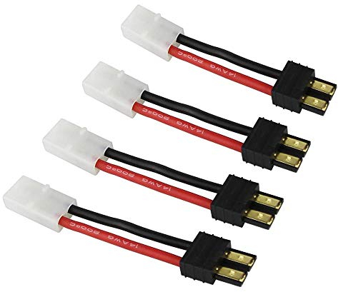 FLY RC 4 Stück TRX Traxxas zu Buchse Tamiya Plug Adapter Anschlusskabel für RC Revo Batterieladegerät (4er Pack)