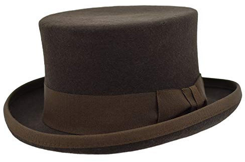 Halbzylinderhut aus Wollfilz für Herren und Damen und Sommer und Winter, Braun 56