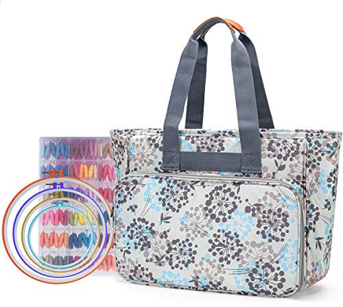 Yarwo Reisetasche für Kreuzstich Tool Kit, Aufbewahrungstasche für Stickerei Set, Tragetasche für Stickgarn Organizer, Stickrahmen und Stickerei Zubehör(NUR EINE TASCHE), Löwenzahn