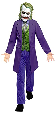 Amscan - Kinderkostüm Joker, Mantel mit Hemdeinsatz, Hose, Latexmaske, Film, Horror-Clown, Killer, Motto-Party, Karneval, Halloween