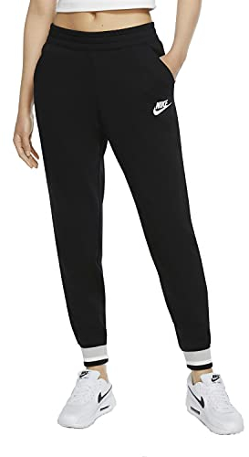 Nike Damen Sporthose Sportswear Heritage FLC Sporthose, Black/Grey Fog/White, L, CU5909