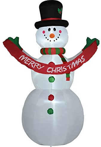 HOMCOM Pupazzo di Neve Gonfiabile Gigante Alto 243cm con Luci a LED Decorazione da Esterno o Giardino