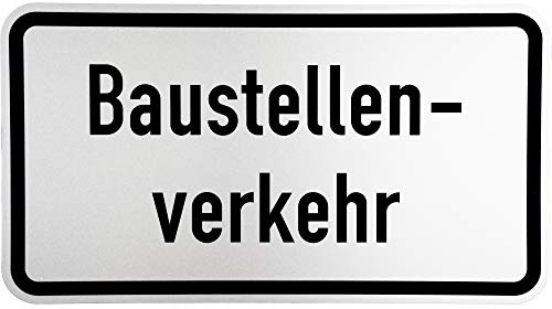 ORIGINAL Verkehrsschild Nr. 1007-38 Baustellenverkehr 330 x 600 mm Verkehrszeichen Schild Straßenschild Zusatzschild Verkehrsschilder Straßenschilder Verkehrsschild Straßenzeichen Straße Strasse
