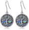 Odinstone Boucles d'oreilles Femme Arbre de Vie, Argent Sterling 925 Boucles d'oreilles Pendantes, Coquille d'ormeau Bijoux Boucles d'oreilles pour Femme Filles, Cadeaux pour maman, amis, amoureux