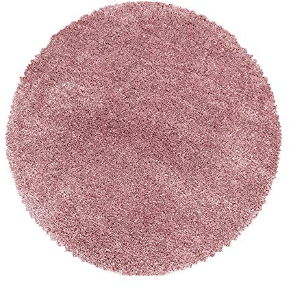 HomebyHome Teppich Rund Shaggy 120 cm Rund - 50 mm Florhöhe Hochflor Runder Teppich Rosa Extra Weich und Flauschig - Langflor Teppiche für Wohnzimmer Schlafzimmer, Küche, Flur - Carpet