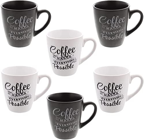 Kaffeebecher 6 Stück Coffee mit Aufschrift Possible Kaffeetassen 200ml aus Keramik Kaffee Becher Tassen 6er Set