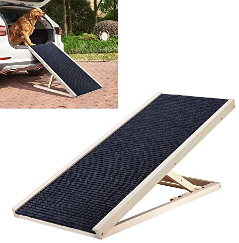Rampe pour Chien et Chat avec Tapis Antidérapant - Supporte 150kg, Hauteur Réglable 30cm à 60cm, Pliable pour Voitures, Lit et Canapé