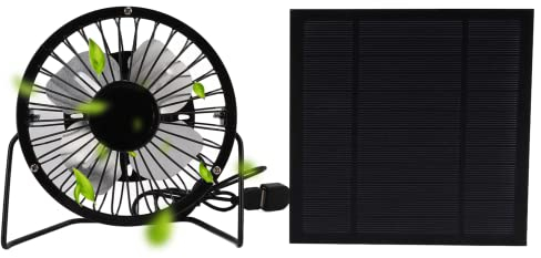 Tefola Outdoor Solar Panel Fan,5W Mini Solar Panel Powered USB Cooling Iron Fan Power Bank Fan for Home Office Outdoor