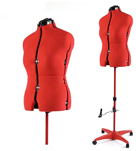 PDM WORLDWIDE Verstellbare Schneiderpuppe zum Nähen, Größe 12–18, steckbare Körperform mit 13 Zifferblättern, Abnehmbarer Rollfuß, 108 cm - 152,4 cm Höhenbereich für Kleidung, Größe M bis L