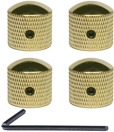 harpfeas Lot de 4 boutons de contrôle de vitesse en métal pour guitare électrique Fender Strat Telecaster Gibson Les Paul (doré)