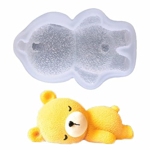 Guratapa 3D Sleeping Teddy Bear Doll Silicone Molds for DIY Fondant Candy Making Chocolate Mold Desserts Ice Cube Gum Clay Biscuit Plaster Resin Cupcake Topper Cake Decor Moulds