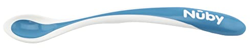 Nuby - Patentierter wärmeempfindlicher Löffel mit weicher Rand - Hot Safe Wärmesensorlöffel - 4er Pack - Blau - 3+ Monate