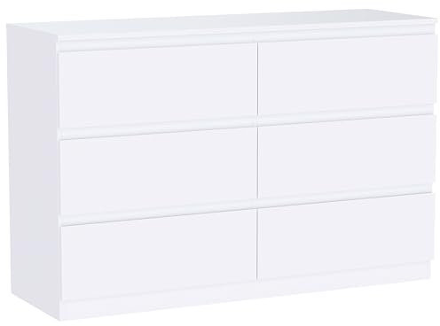Vida Designs Denver 6 Drawer Chest of Drawers White – Modern Wooden Storage Unit