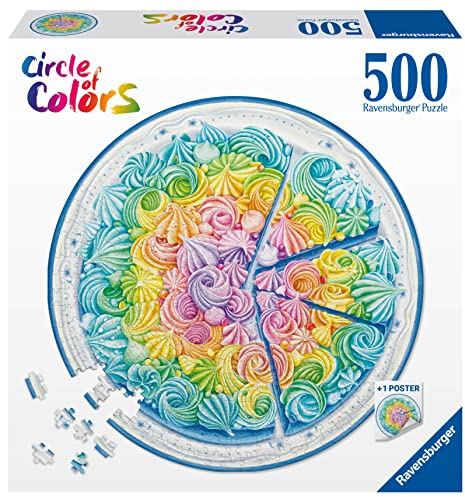 Ravensburger Puzzle 17349 - Circle of Colors Rainbow Cake - 500 Teile Rundpuzzle für Erwachsene und Kinder ab 12 Jahren