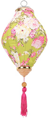 BESPORTBLE Ovale Seidenlaternen Floral Chinesisch Hängende Laternen Antik Orientalisch Laterne Faltbar Festliche Lampe Zur Hochzeit Neujahr Japanisch Sushi Bar Dekoration Grün