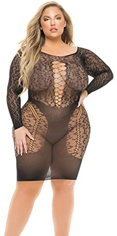 Pink Lipstick Lingerie Animal Inside Dress Plus Size Black