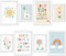 Milaboo® Poster Kinderzimmer Tiere I Made in Germany DIN A4 und DIN A5 Bilder I Schöne Babyzimmer Deko I Kinder Wandbilder (8er Set-Happy)