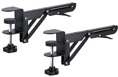 Milageto unter der Desktop-Maus, Tastaturablage, verstellbare C-Klemmen, faltbare Halterung, stanzfreie, klappbare Regalhalterungen für Tastaturplattform, für 1-5 cm Dicke