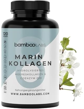 Bamboo Labs - Collagène Marin Hydrolysé Pur + Acide Hyaluronique + Coenzyme Q10, 120 Gélules, Enrichi en Magnésium, Zinc, Vitamines A, C, D et B12, pour des Articulations Fortes