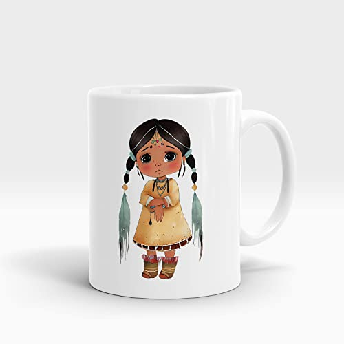 RFSHOP Pocahontas Graphic Kaffeetasse – lustige, niedliche Keramiktasse Teetasse – für Weihnachten, Geburtstag, Freunde, 330 ml