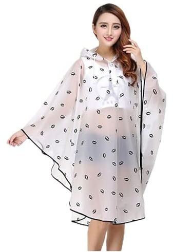 Ceestyle Cappa antipioggia portatile per donne: leggera, impermeabile e con cappuccio - ideale per moto, bicicletta, viaggi, campeggio e escursioni (grigio) (Labbra nere)