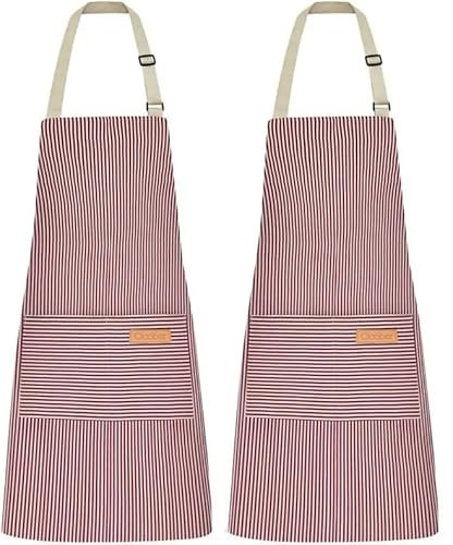 Cloober - 2 Piezas Delantal de Cocina, Delantal de Cuello Ajustable, Delantal de Chef (Rojo)