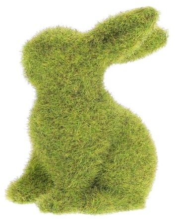 Cabilock Statuenverzierungen Mooshasen- Moosbedeckter Hase Osterhasen- Aus Moos Osterhase Beflockt Grüner Mooshase Wohnkultur Beflockte Ornamente Moosdekor Tier Fenster Naturharz