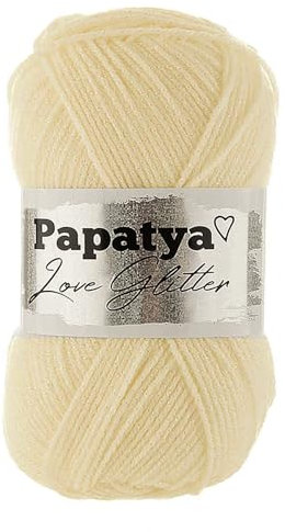 100g Strickgarn Papatya Love Glitter Wolle Häkelgarn Glitzerwolle Farbwahl, Farbe:1930 vanille