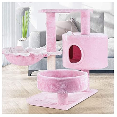 ASHSDI Katzen Kletterbaum Katzenbaum Hoch Klettergerüst Für Katzen, Katzenstreu, Kratzbaum, Katzenzubehör, Spielzeug, Sisal, Katzenkratzbrett Katzenmöbel(Color:Rosa)